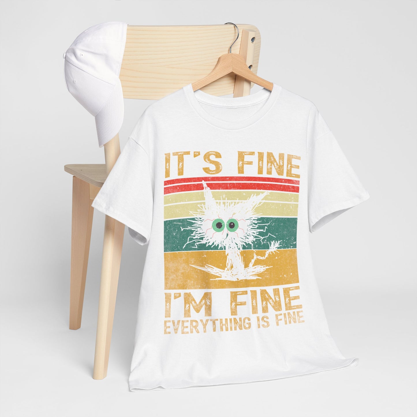 It’s Fine I’m Fine Shirt - Funny Stressed Cat Retro Tee
