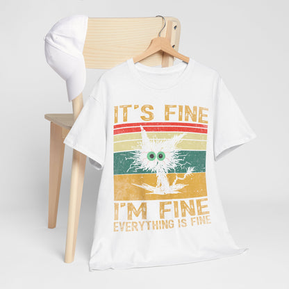 It’s Fine I’m Fine Shirt - Funny Stressed Cat Retro Tee