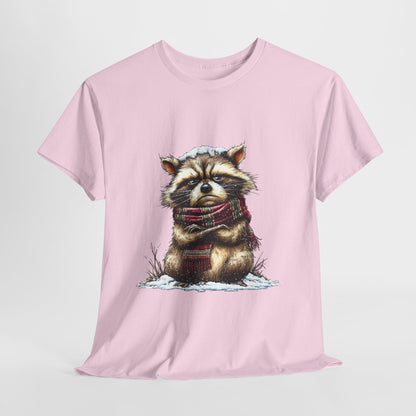 Grumpy Winter Raccoon Shirt - Funny Cozy Scarf Trash Panda Tee