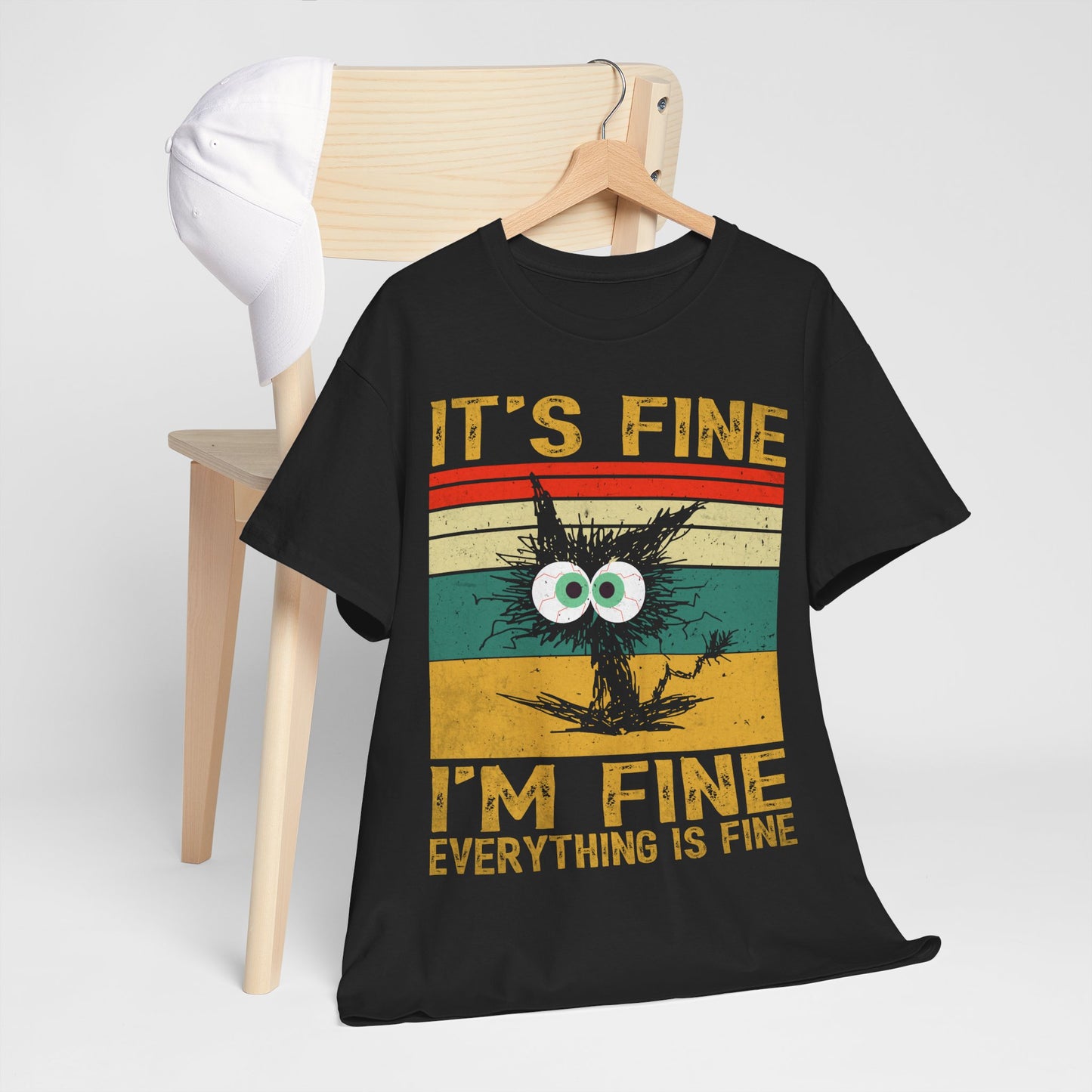 It’s Fine I’m Fine Shirt - Funny Stressed Cat Retro Tee