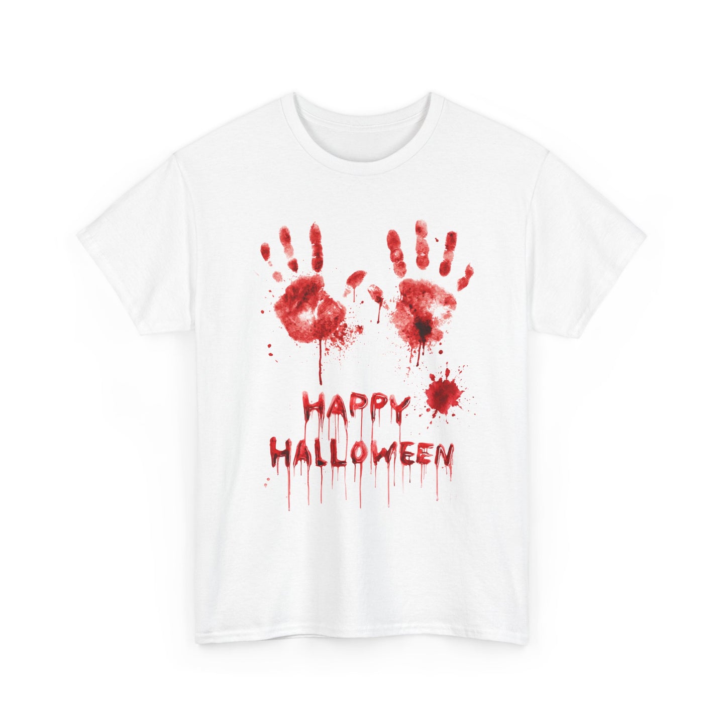 Happy Halloween Blood Handprints T-Shirt - Dripping Horror Tee