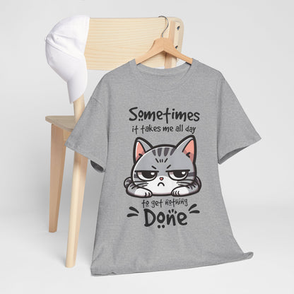 Faules Katzen-Produktivitäts-Shirt – Lustiges Grumpy-Cat-T-Shirt für Homeoffice-Tage