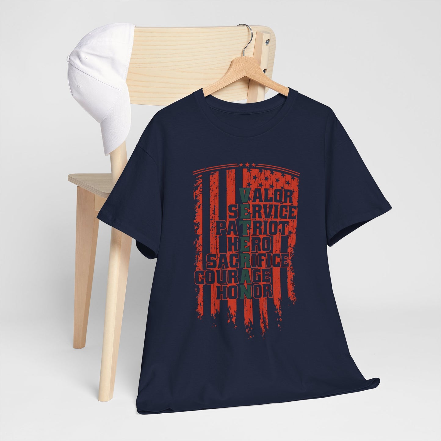 Veteran Word Art T-Shirt - Military Acronym Flag Tee