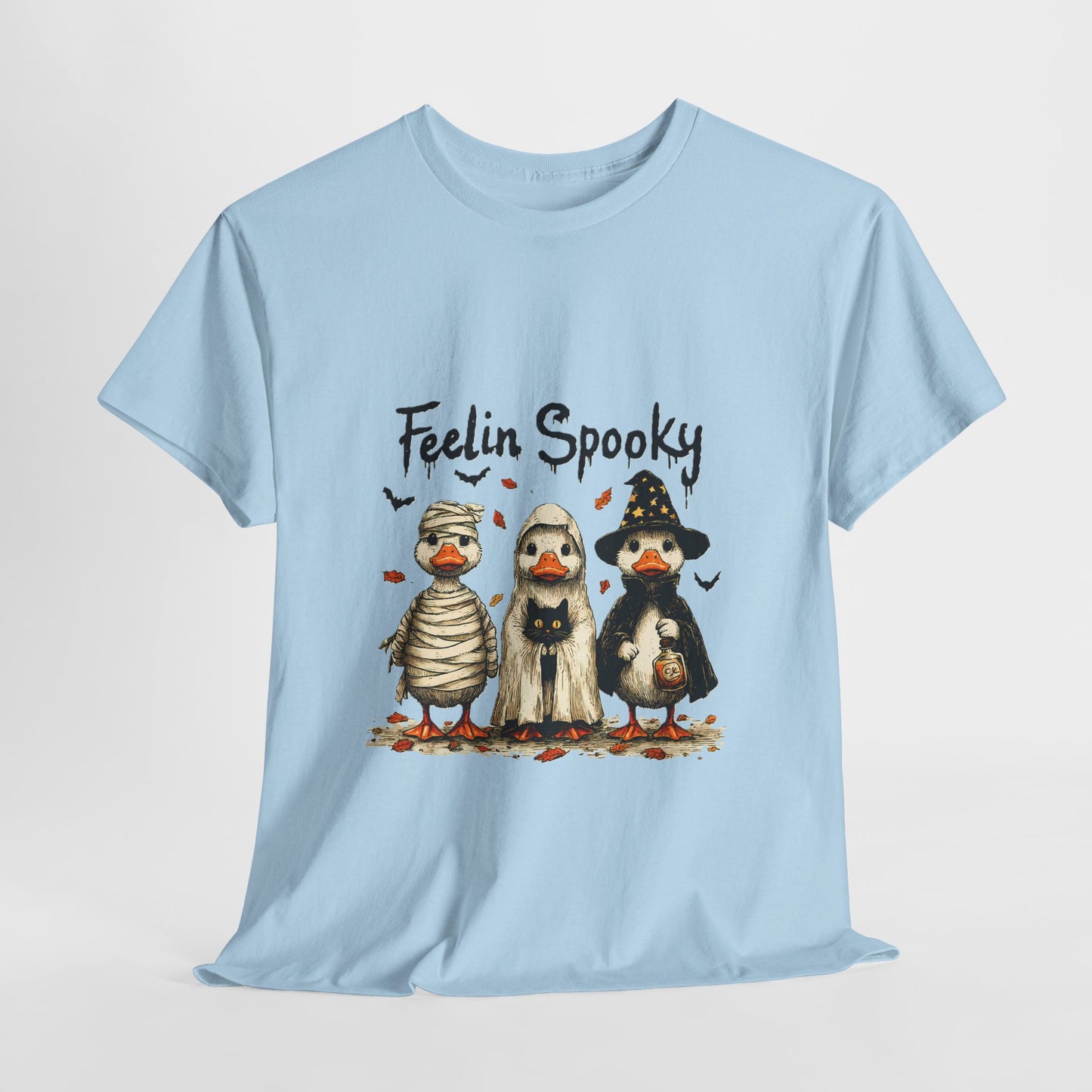 Feelin Spooky Goose Halloween T-Shirt - Cute Ducks in Costumes Tee
