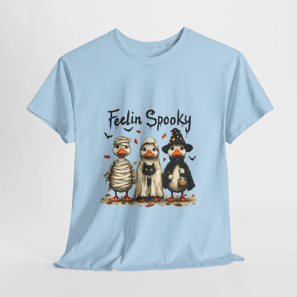 Feelin Spooky Goose Halloween T-Shirt - Cute Ducks in Costumes Tee