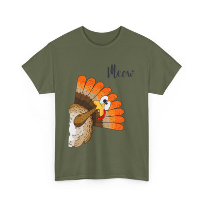 Funny Cat Turkey T-Shirt - Thanksgiving Meow Cat Lover Tee