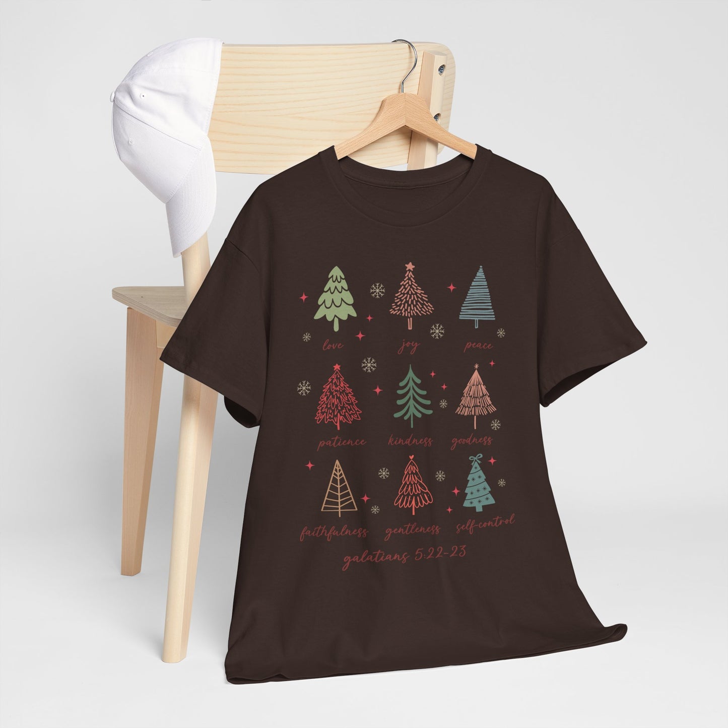 Fruits of the Spirit Christmas T-Shirt - Galatians 5:22-23 Faith Tee