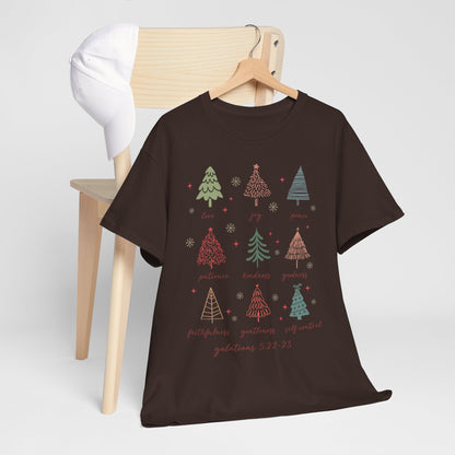 Fruits of the Spirit Christmas T-Shirt - Galatians 5:22-23 Faith Tee