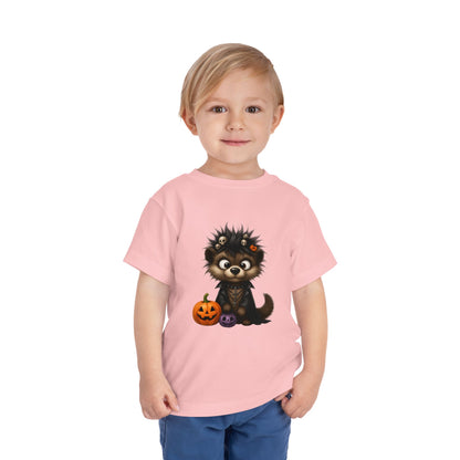 Goth Pup Kids Halloween T-Shirt - Puppy & Jack O' Lantern Toddler Tee