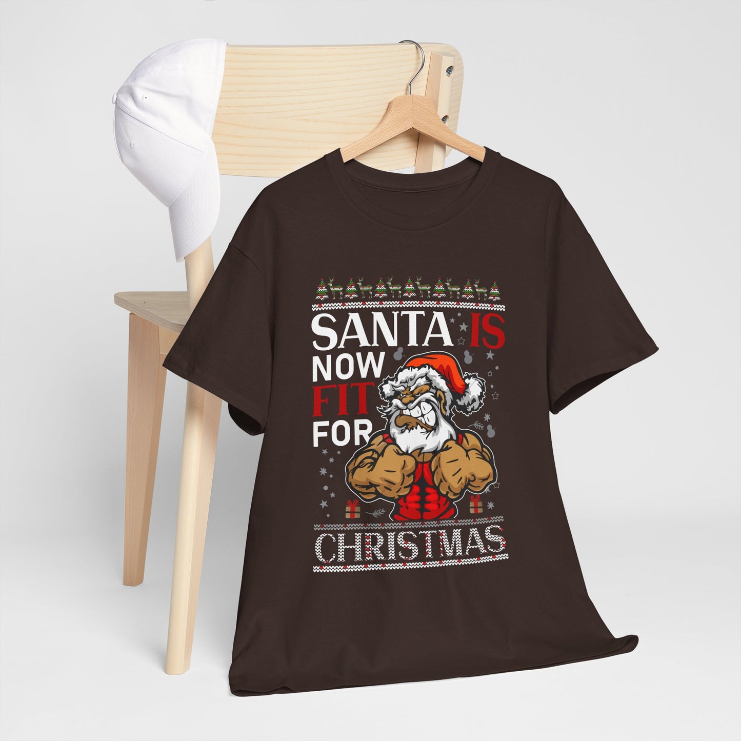 Santa Is Now Fit for Christmas Shirt – Funny Muscle Santa Gym Holiday Tee