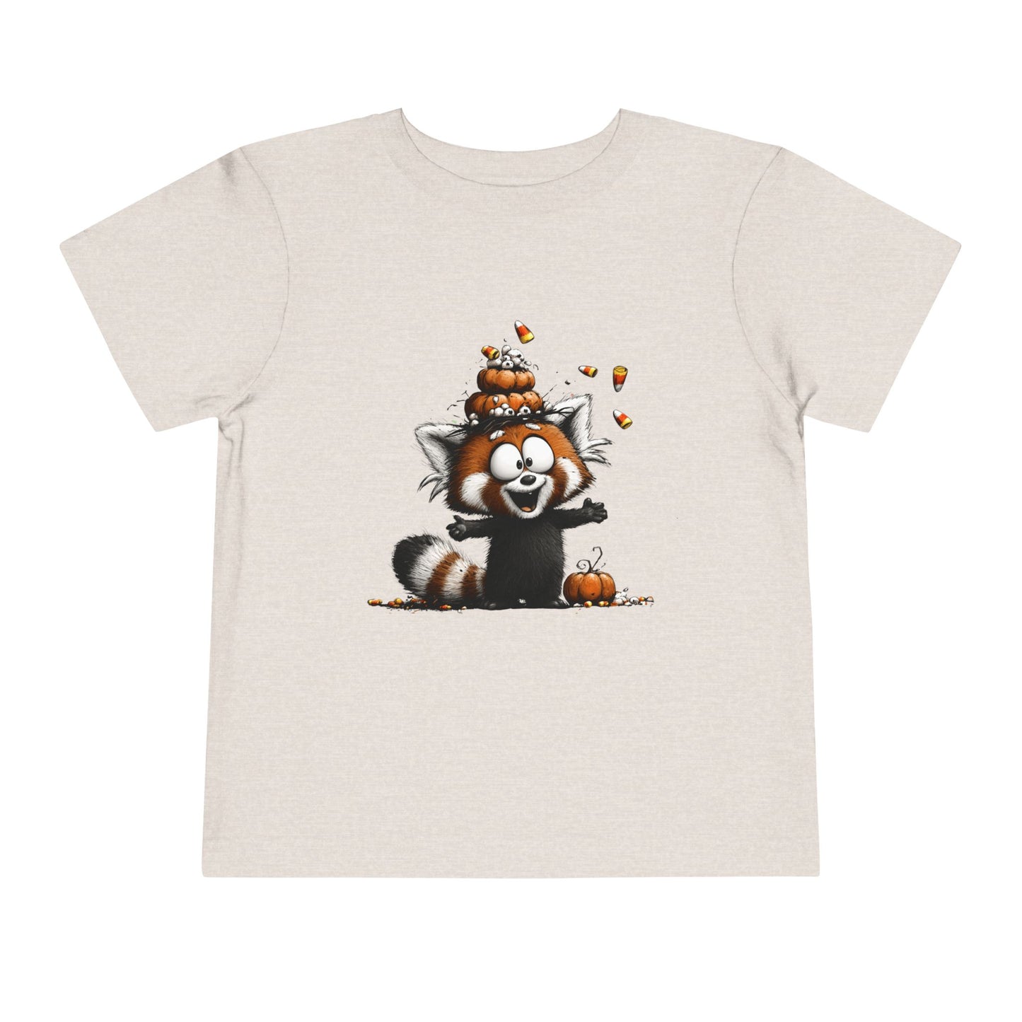 Red Panda Kids Halloween T-Shirt - Candy Corn & Pumpkins Toddler Tee