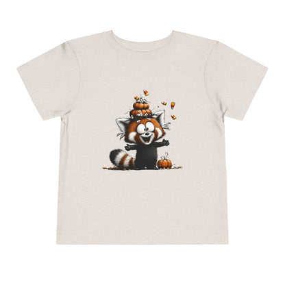 Red Panda Kids Halloween T-Shirt - Candy Corn & Pumpkins Toddler Tee