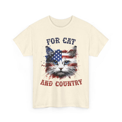 For Cat and Country Shirt - Patriotic USA Flag Cat Tee