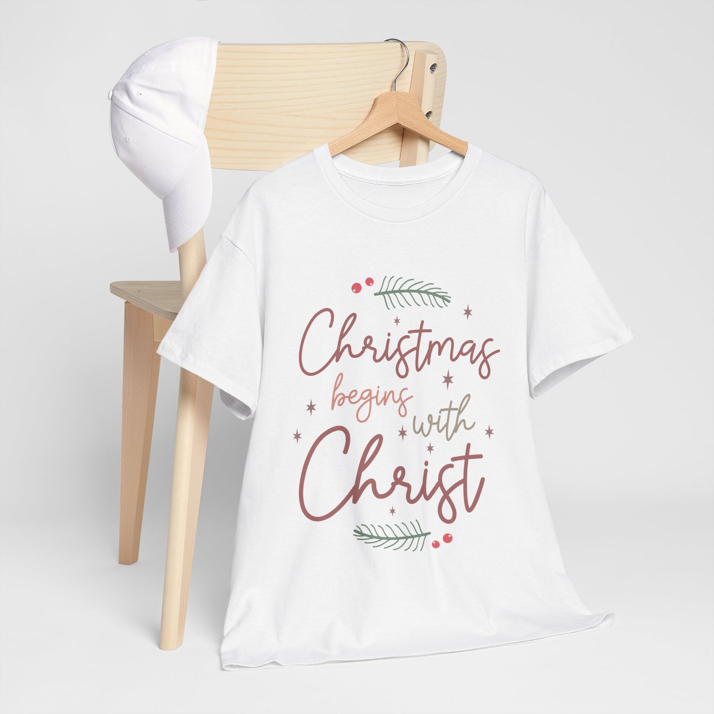 Christmas Begins with Christ Shirt - Hand-Lettered Nativity Faith Gift