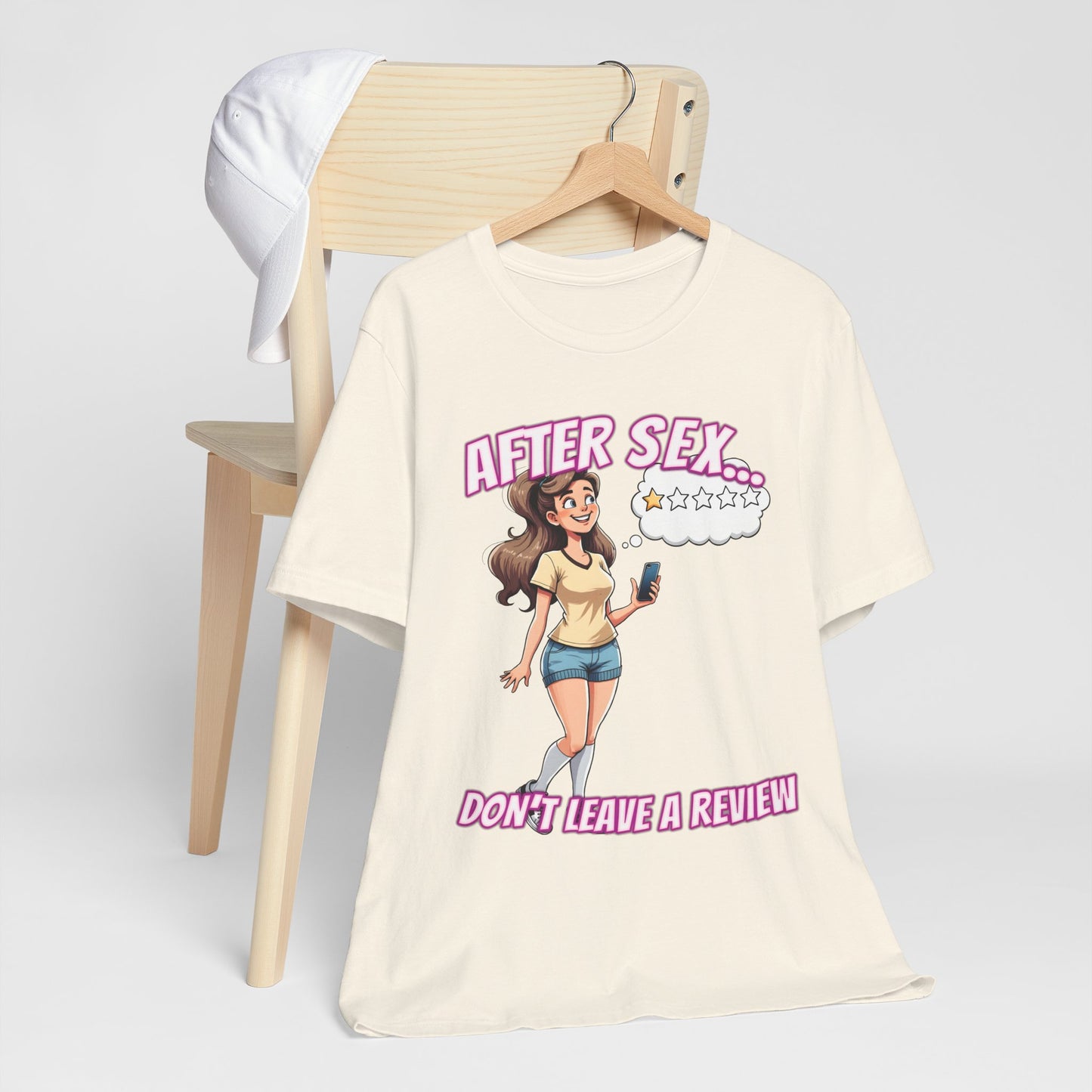 After Sex Don't Leave a Review Shirt - Funny Female Cartoon Tee - Sarcastic Post Hookup Humor T-Shirt for Women