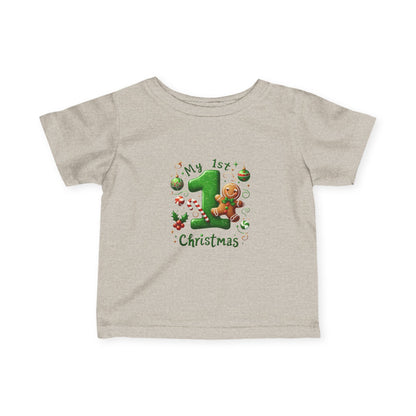 My First Christmas Baby Shirt - Gingerbread & Candy Cane Infant Tee