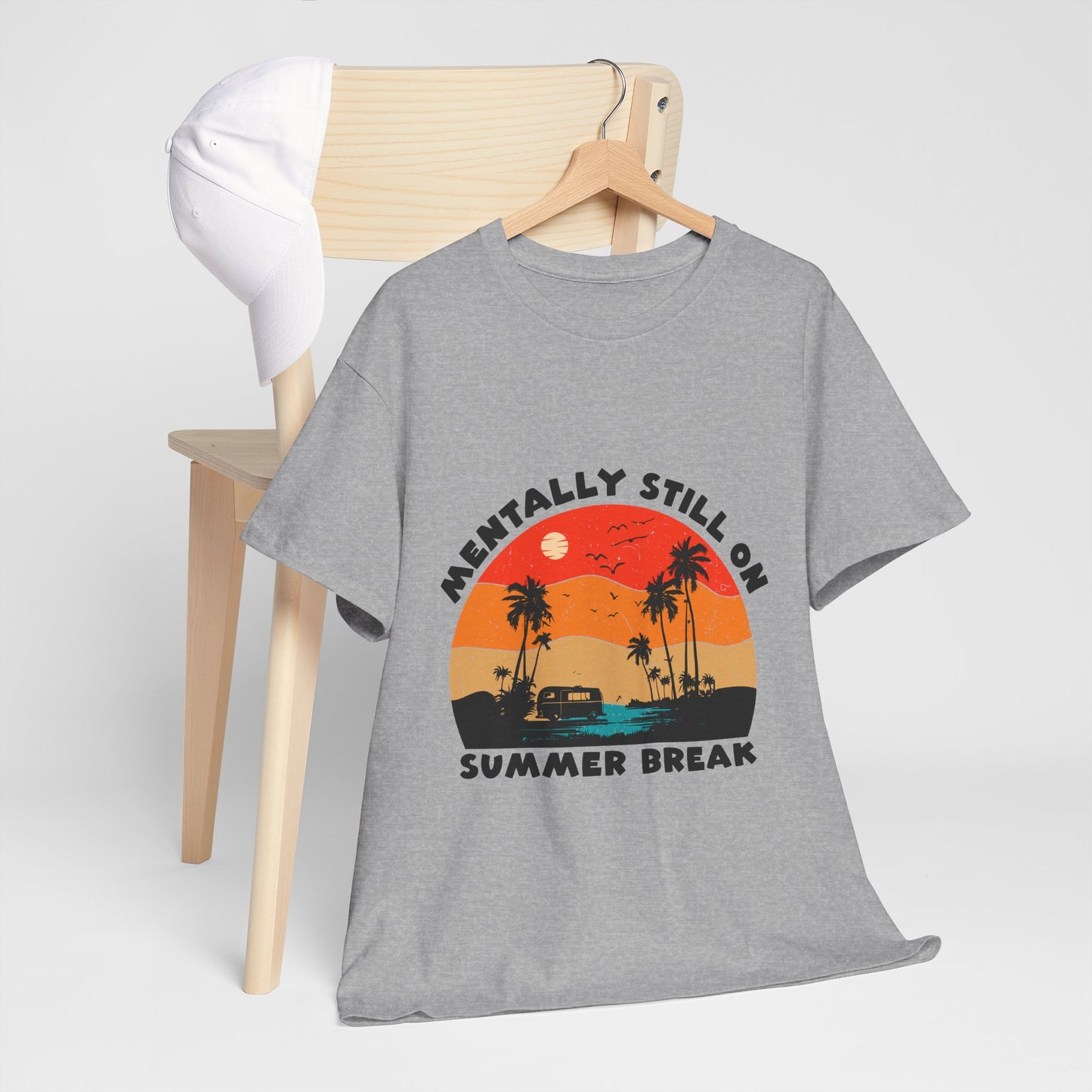 Still on Summer Break Shirt - Funny Back to School Tee, Retro Sunset Vanlife Vibes, Mentally on Vacation Graphic Tee for Students & Teachers