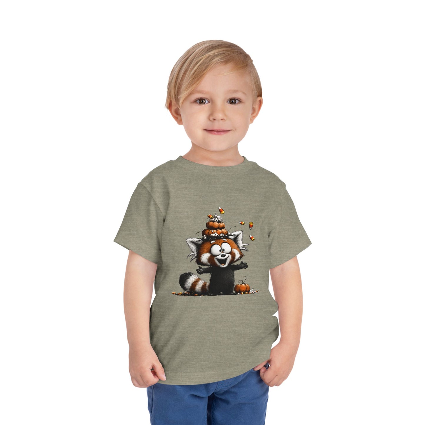 Red Panda Kids Halloween T-Shirt - Candy Corn & Pumpkins Toddler Tee