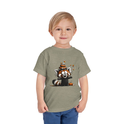 Red Panda Kids Halloween T-Shirt - Candy Corn & Pumpkins Toddler Tee