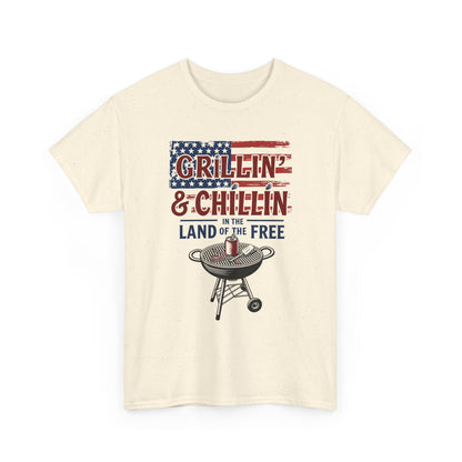 Grillin and Chillin T-Shirt - Funny Patriotic BBQ 4th of July Tee