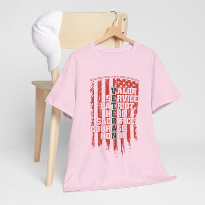 Veteran Word Art T-Shirt - Military Acronym Flag Tee
