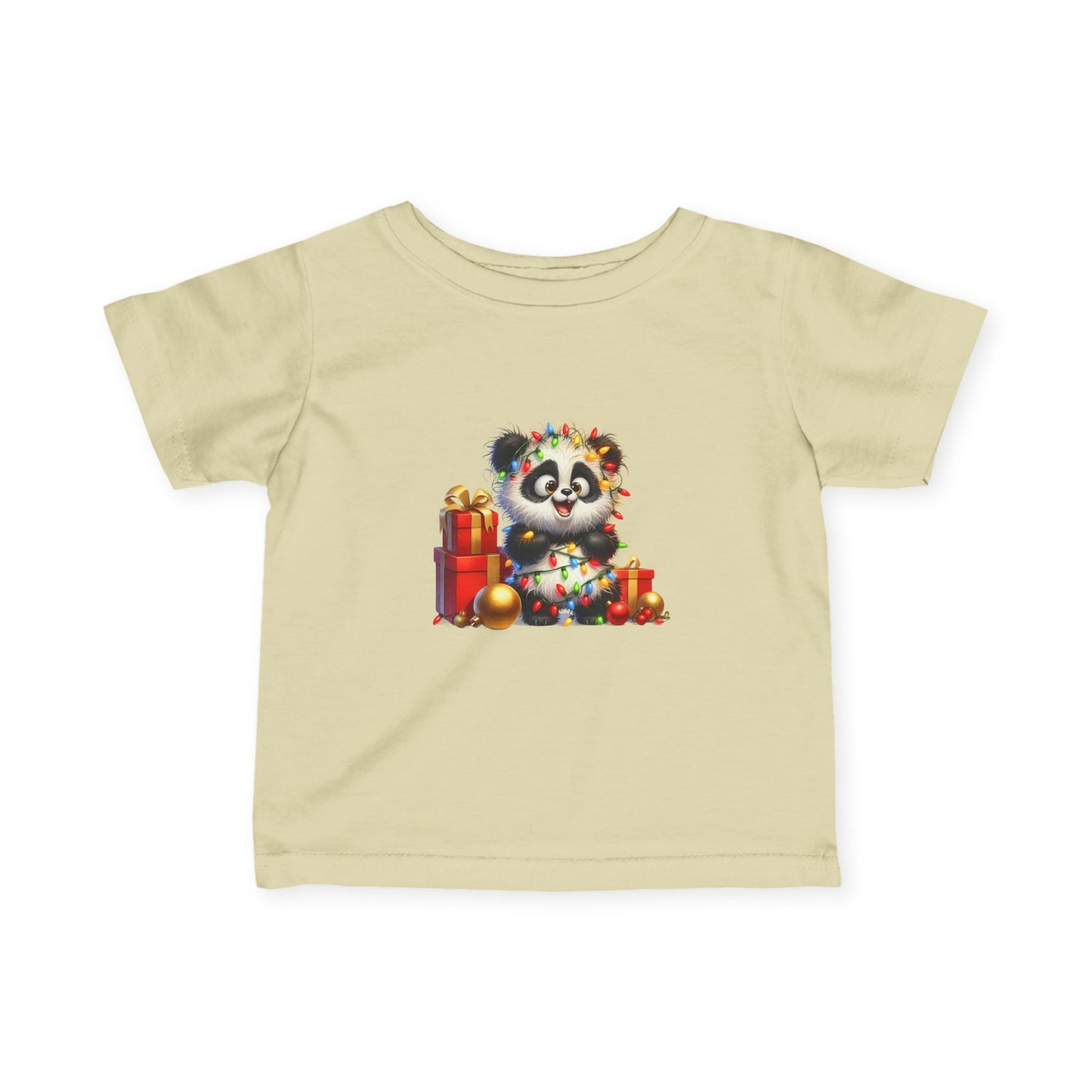 Baby Panda Christmas Lights Infant T-Shirt – Cute Holiday Outfit