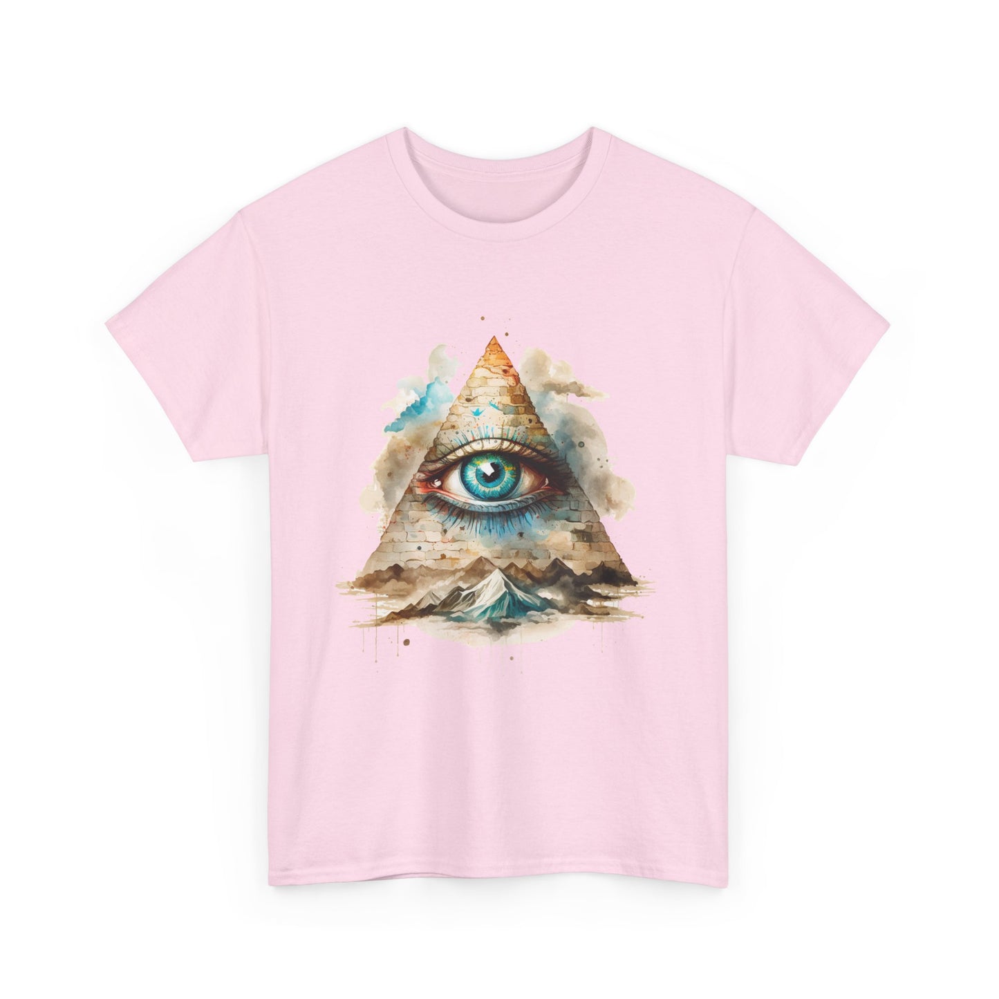 All-Seeing Eye Pyramid T-Shirt - Watercolor Illuminati Aesthetic Tee