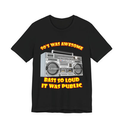 Bass So Loud It Was Public T-Shirt - Retro Boombox 90s Tee
