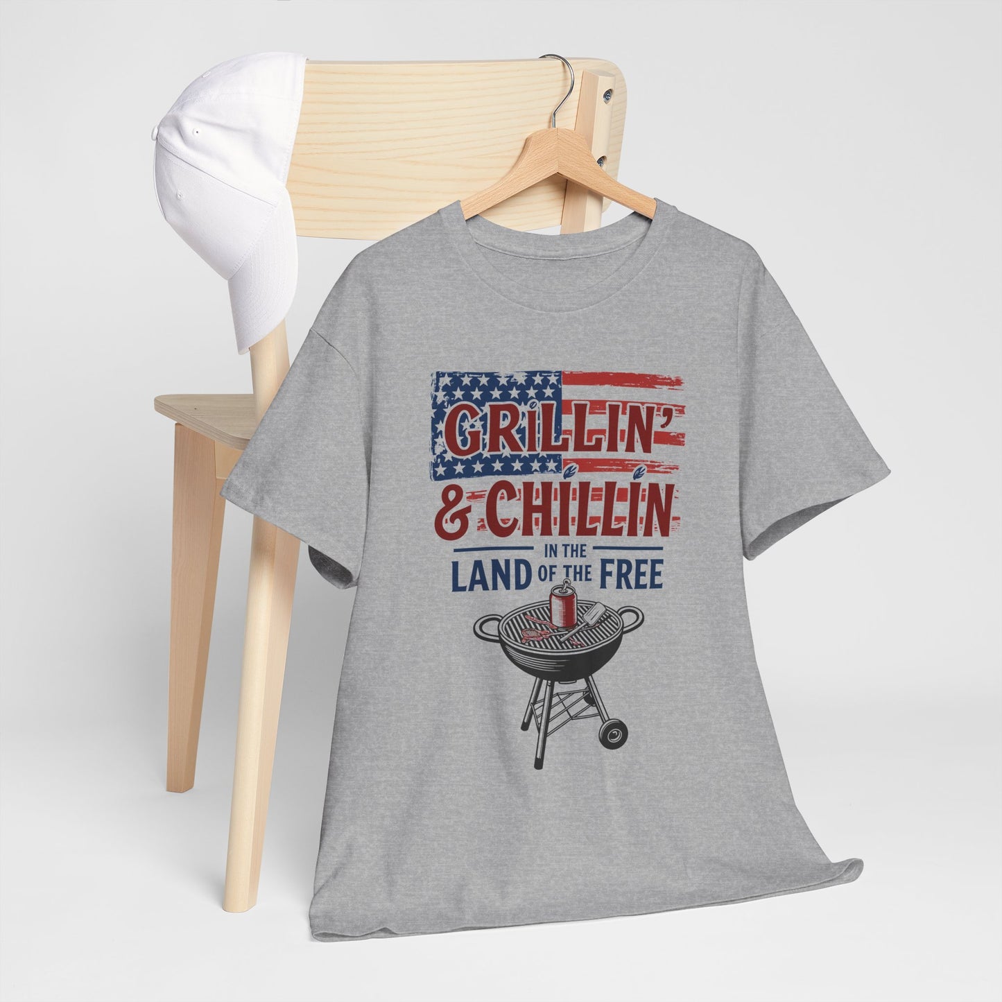 Grillin and Chillin T-Shirt - Funny Patriotic BBQ 4th of July Tee