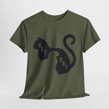 Cat Day Minimalist Black Cat Silhouette T-Shirt