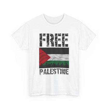 Palästinensisches Flaggen-Shirt mit Stadt-Skyline - Free Palestine Tee, Urban Grunge Protest T-Shirt für Aktivisten &amp; Menschenrechtsunterstützer