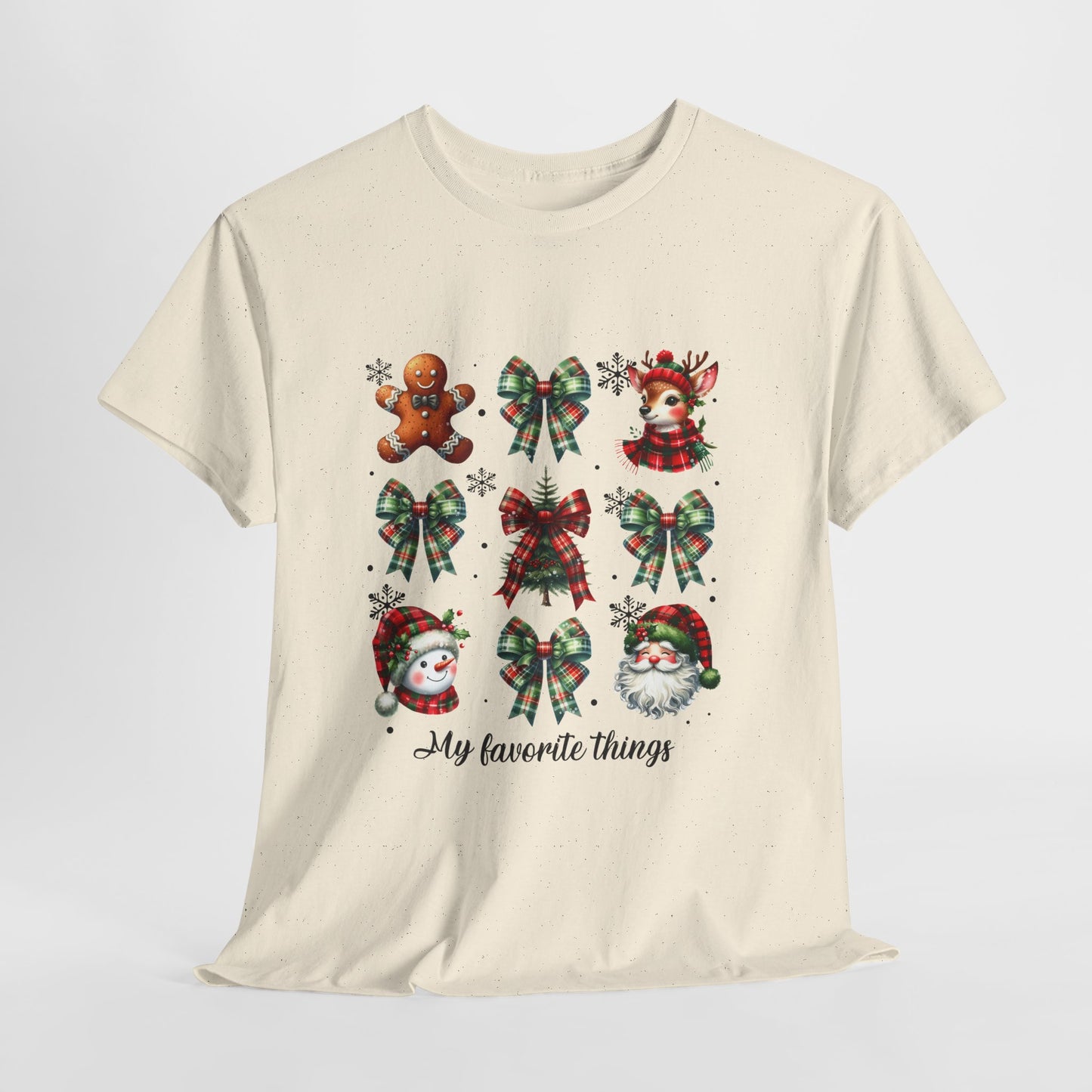 My Favorite Christmas Things Shirt - Plaid Bows Reindeer Gingerbread Tee