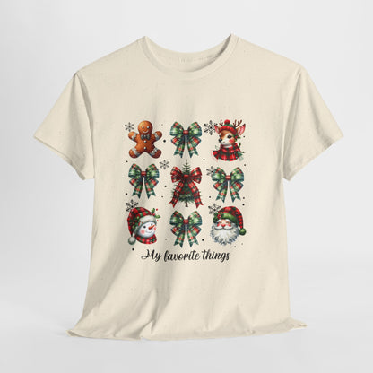 My Favorite Christmas Things Shirt - Plaid Bows Reindeer Gingerbread Tee