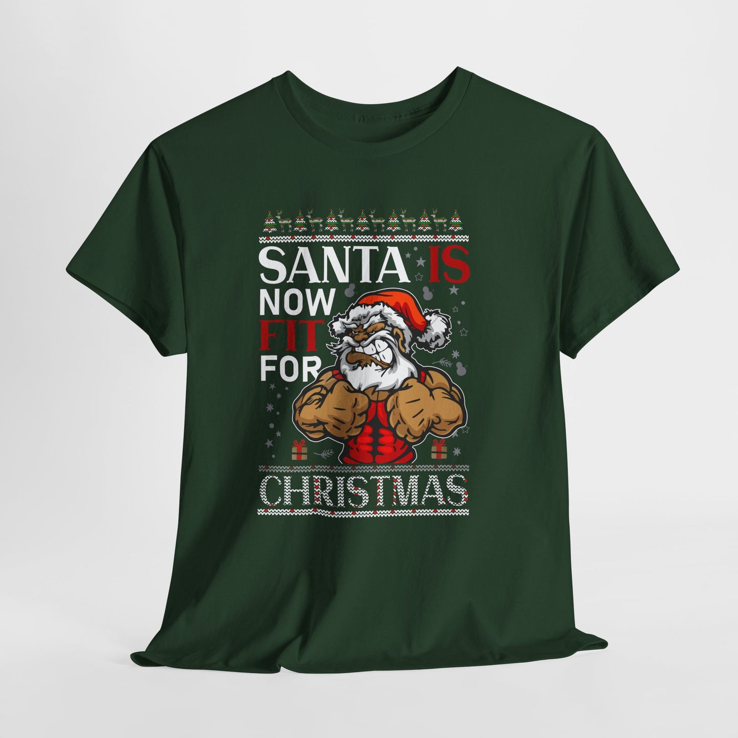 Santa Is Now Fit for Christmas Shirt – Funny Muscle Santa Gym Holiday Tee