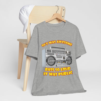 Bass So Loud It Was Public T-Shirt - Retro Boombox 90s Tee