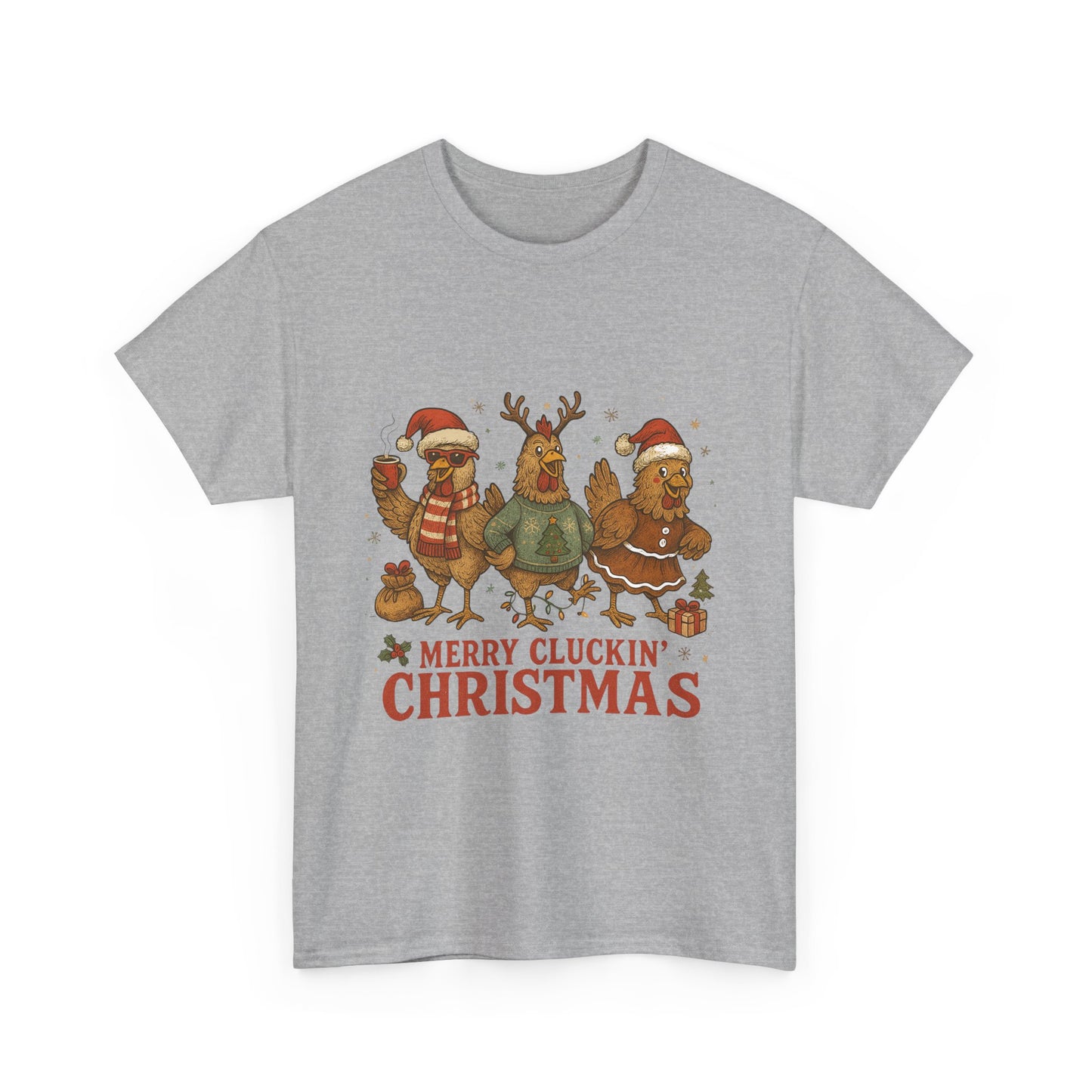 Merry Cluckin' Christmas Chicken T-Shirt - Funny Holiday Farm Tee