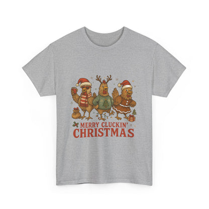 Merry Cluckin' Christmas Chicken T-Shirt - Funny Holiday Farm Tee
