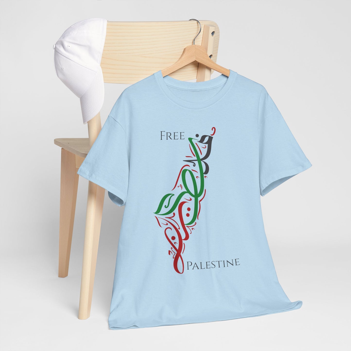 Free Palestine Map T-Shirt - Artistic Palestinian Calligraphy Solidarity Tee