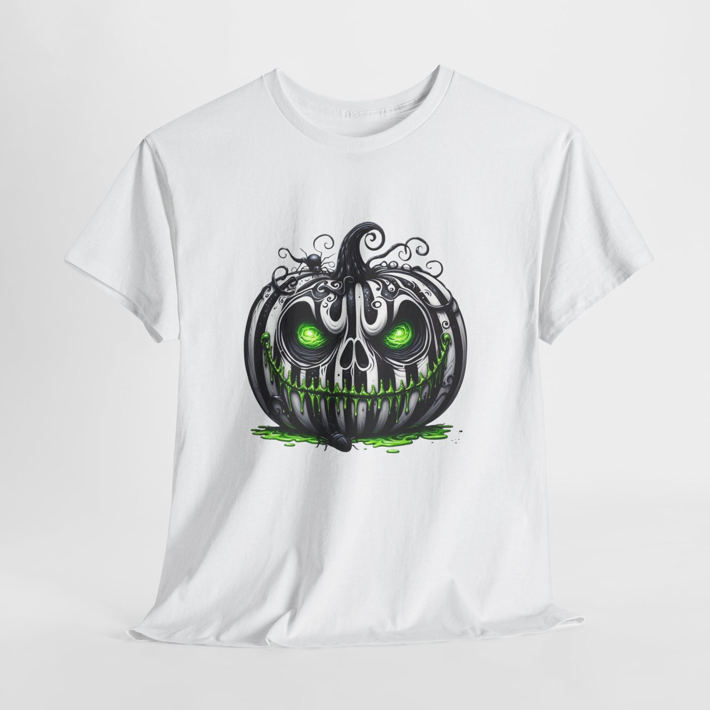 Neon Goo Pumpkin Halloween - Glowing Green Eyes Spooky T-Shirt