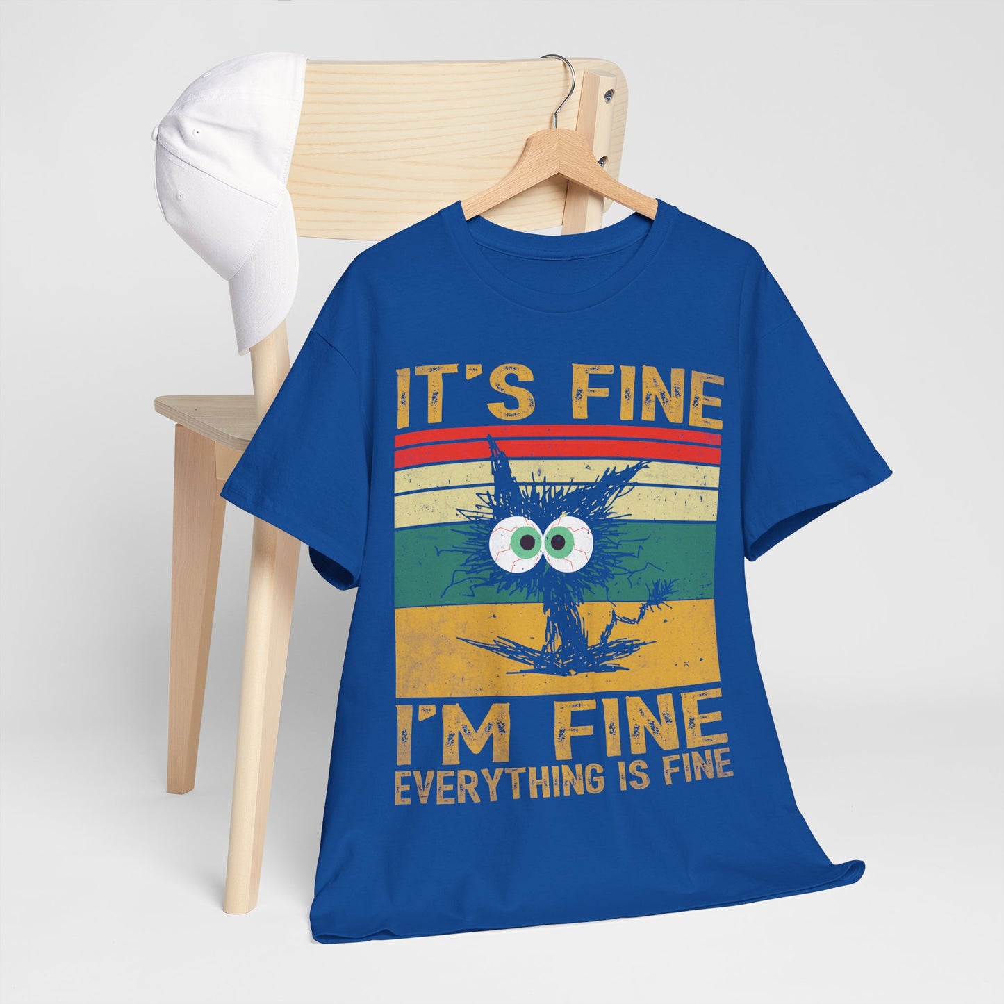 It’s Fine I’m Fine Shirt - Funny Stressed Cat Retro Tee