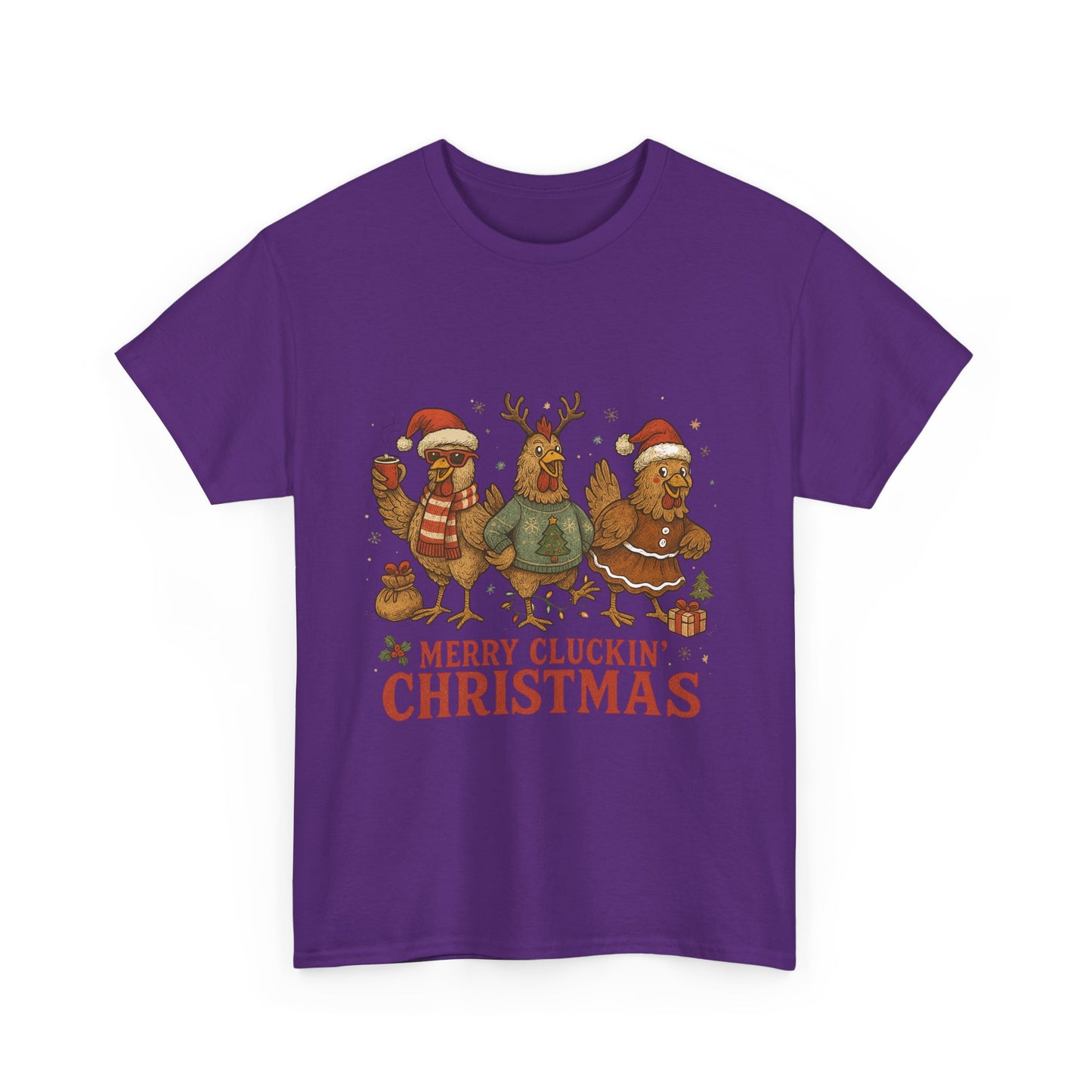 Merry Cluckin' Christmas Chicken T-Shirt - Funny Holiday Farm Tee