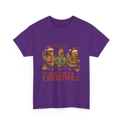 Merry Cluckin' Christmas Chicken T-Shirt - Funny Holiday Farm Tee