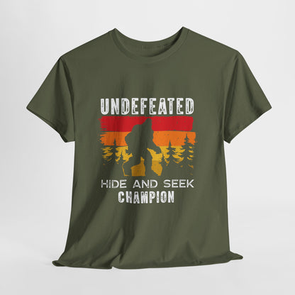 Undefeated Hide and Seek Champion Bigfoot T-Shirt - Retro Sunset Tee