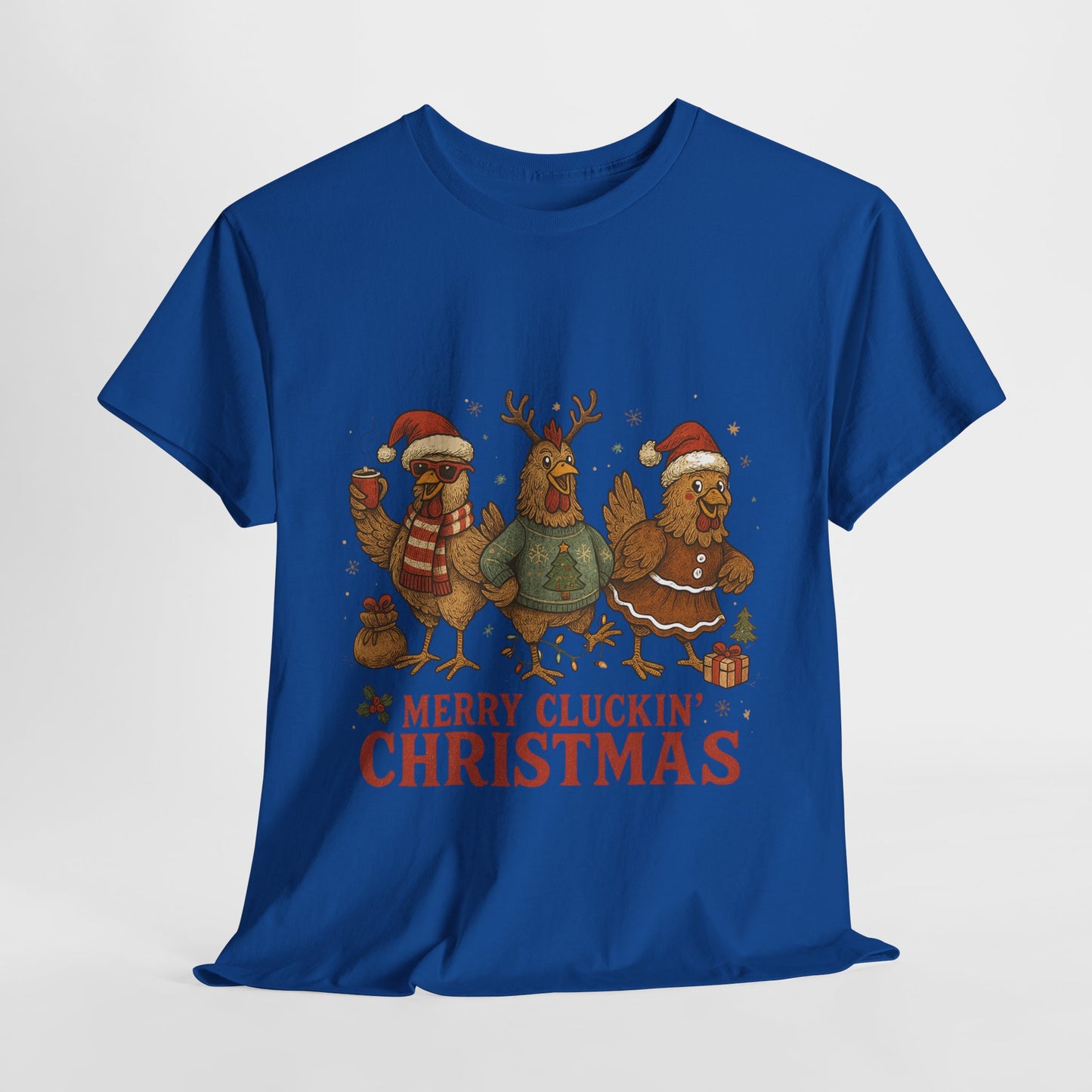 Merry Cluckin' Christmas Chicken T-Shirt - Funny Holiday Farm Tee