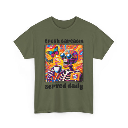 Psychedelic Coffee Skeleton T-Shirt - Trippy Boho Butterfly Tee