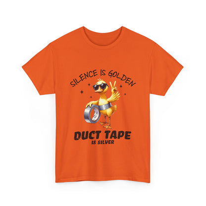 Silence Is Golden Duct Tape T-Shirt - Funny Duck Tee