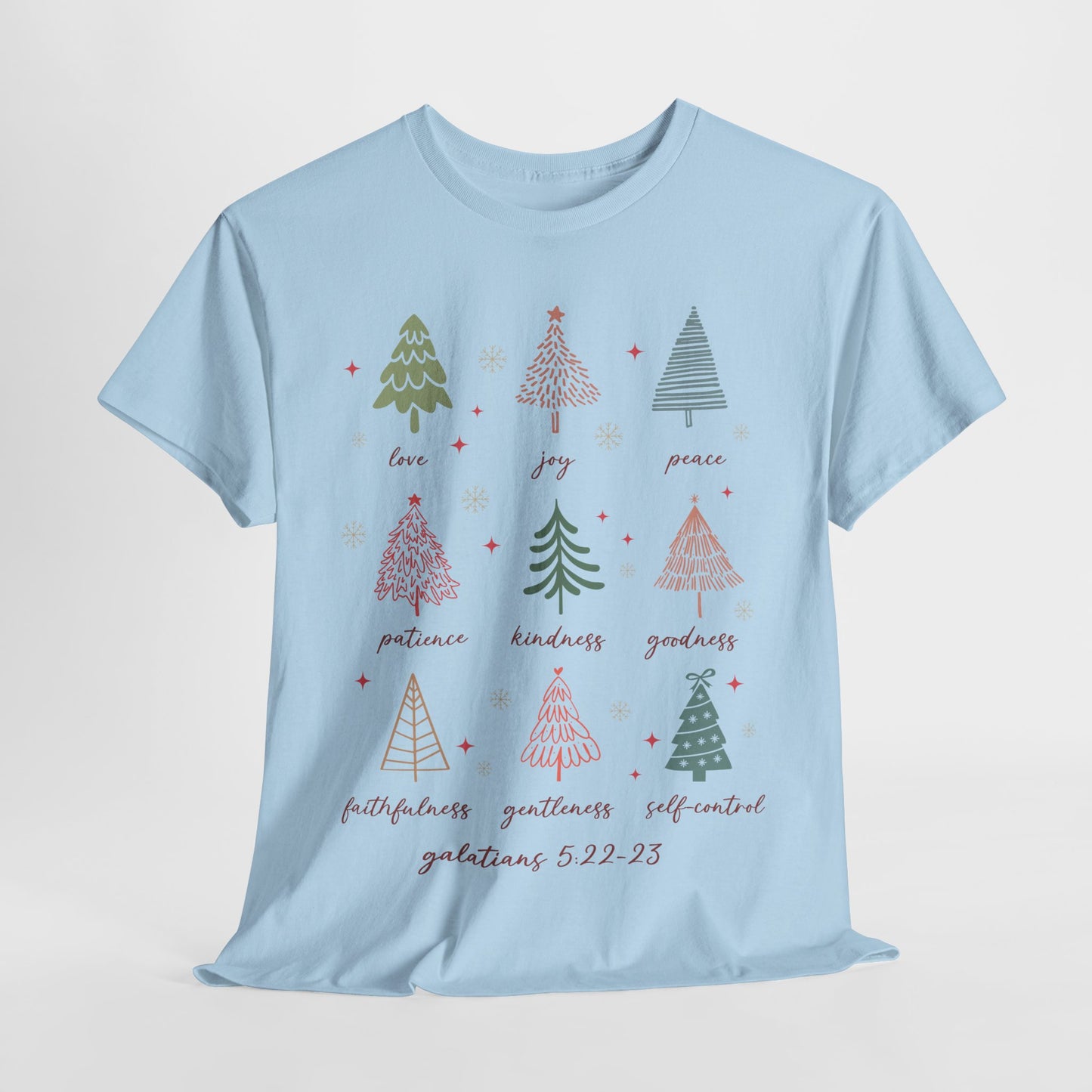 Fruits of the Spirit Christmas T-Shirt - Galatians 5:22-23 Faith Tee