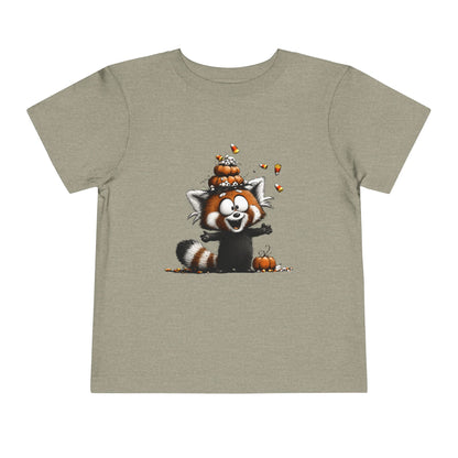 Red Panda Kids Halloween T-Shirt - Candy Corn & Pumpkins Toddler Tee