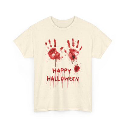 Happy Halloween Blood Handprints T-Shirt - Dripping Horror Tee