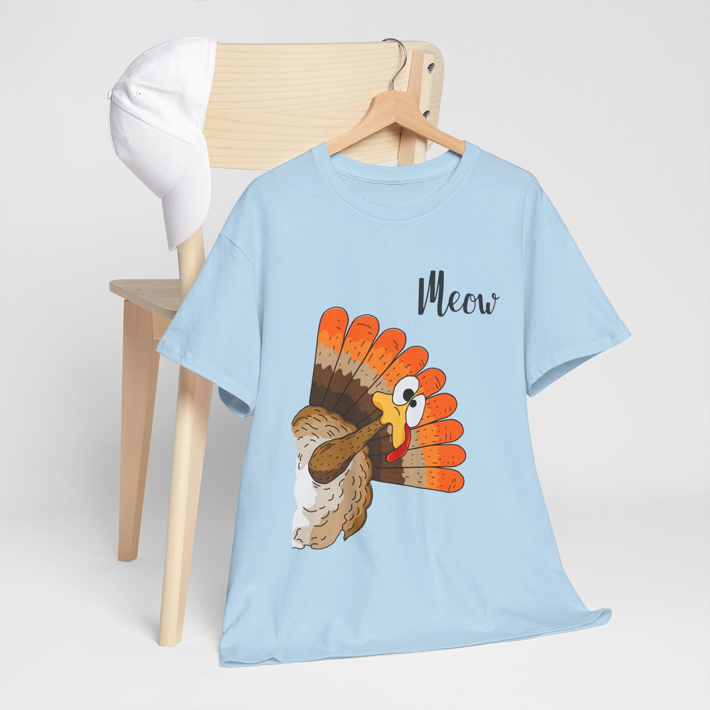 Funny Cat Turkey T-Shirt - Thanksgiving Meow Cat Lover Tee